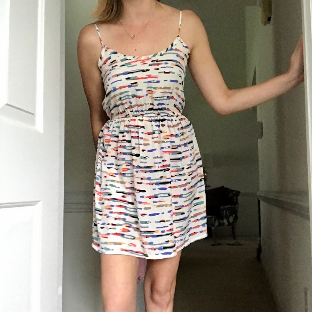 Watercolor Strappy Mini Dress
